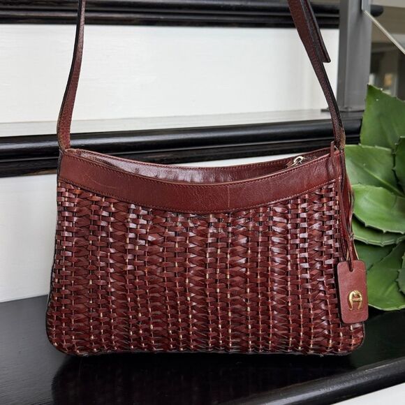 Etienne Aigner Handbags - Etienne Aigner Genuine Leather Woven Shoulder handbag  Purse vintage vibe